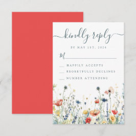 Tarjeta De Confirmación De Asistencia Vibrante Boda de flores silvestres