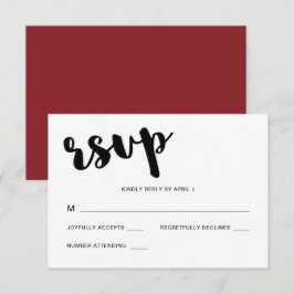 Tarjeta De Confirmación De Asistencia Vibrante Boda de tipografía sinusal roja