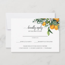 Tarjeta De Confirmación De Asistencia Vibrante Tangerine Citrus Naranja Comida Elección 