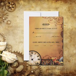 Tarjeta De Confirmación De Asistencia Victorian Steampunk Elegance Boda