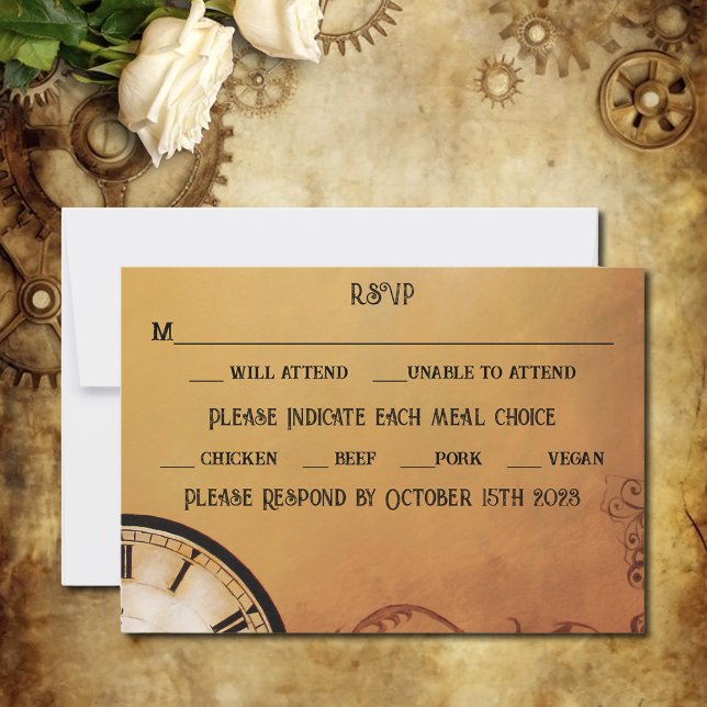 Tarjeta De Confirmación De Asistencia Victorian Steampunk Elegance Boda (Subido por el creador)