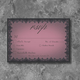 Tarjeta De Confirmación De Asistencia Victoriano Gótico Iron Border Burgundy Boda