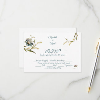 Tarjeta De Confirmación De Asistencia Vid floral con monograma vintage