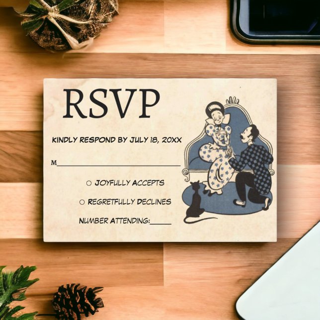 Tarjeta De Confirmación De Asistencia Vieja propuesta romántica retro Boda ruso (Subido por el creador)