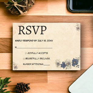 Tarjeta De Confirmación De Asistencia Viejo Boda Boho Floral Viejo Retro