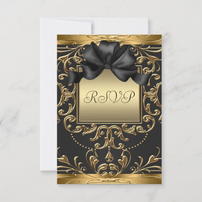 Tarjeta De Confirmación De Asistencia Viejo Glamour de Hollywood Partido de Cumpleaños A (Anverso)