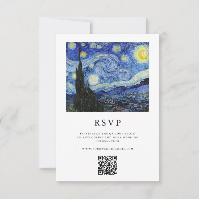 Tarjeta De Confirmación De Asistencia Vincent Van Gogh Starry Night Boda (Anverso)