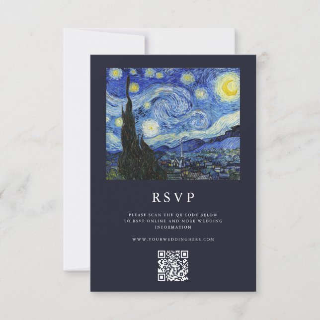 Tarjeta De Confirmación De Asistencia Vincent Van Gogh Starry Night Boda (Anverso)