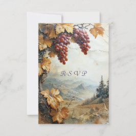 Tarjeta De Confirmación De Asistencia Viñedo de Bodega Viñas de Uva Acuarela