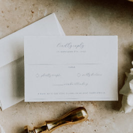 Tarjeta De Confirmación De Asistencia Viñetas sin tiempo Boda azul turbio Escudo