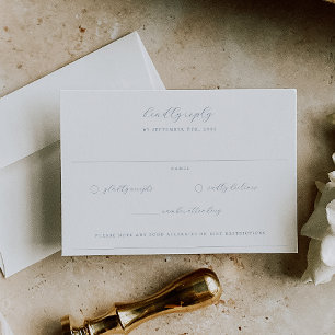 Tarjeta De Confirmación De Asistencia Viñetas sin tiempo Boda azul turbio Escudo