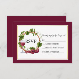 Tarjeta De Confirmación De Asistencia Vinos de uva acuarela Wreath Burgundy Boda