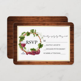 Tarjeta De Confirmación De Asistencia Vinos de uva de color acuático rústico Boda de gui