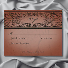 Tarjeta De Confirmación De Asistencia Vintage Bat till Death Rust Boda