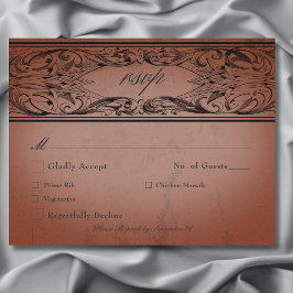 Tarjeta De Confirmación De Asistencia Vintage Bat till Death Rust Boda