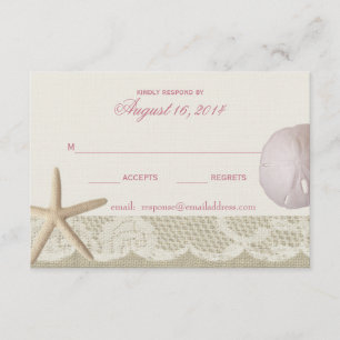 Tarjeta De Confirmación De Asistencia Vintage Beach Ivory and Pink Response