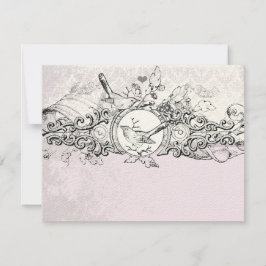 Tarjeta De Confirmación De Asistencia Vintage Birds Lavender Boda de Desplazamiento Musi