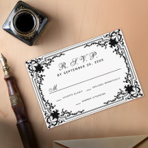 Vintage Boda elegante monocroma blanco y negro