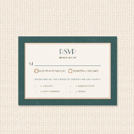 Tarjeta De Confirmación De Asistencia Vintage Coastal Sunset Nautical Deco Wedding Meal