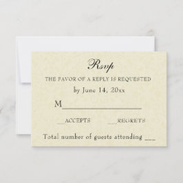 Tarjeta De Confirmación De Asistencia Vintage Elegant Ecru Lace Simple Boda