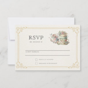 Tarjeta De Confirmación De Asistencia Vintage Elegant Tea Fiesta Bridal Shower