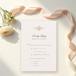 Tarjeta De Confirmación De Asistencia Vintage Garden Ethereal Blush Floral Wedding Meal