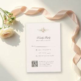 Tarjeta De Confirmación De Asistencia Vintage Garden Ethereal Blush Floral Wedding QR