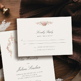 Tarjeta De Confirmación De Asistencia Vintage Garden French Chateau Soft Blush Wedding