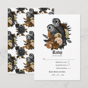 Tarjeta De Confirmación De Asistencia Vintage Glam Amber Owls Boda gótico