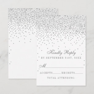 Tarjeta De Confirmación De Asistencia Vintage Glam Silver Confetti Boda