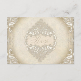 Tarjeta De Confirmación De Asistencia Vintage Monograma Lace Barroco Etching Swirl Forma