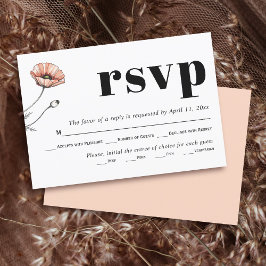 Tarjeta De Confirmación De Asistencia Vintage Popas rosadas flores silvestres boda flora