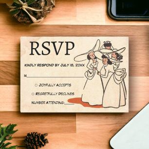 Tarjeta De Confirmación De Asistencia Vintage Retro Elegante Bridesmaids Boda Rústico