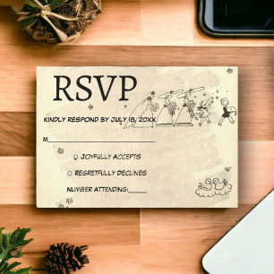 Tarjeta De Confirmación De Asistencia Vintage Retro Elegante Ceremonia Viejo Boda Rústic