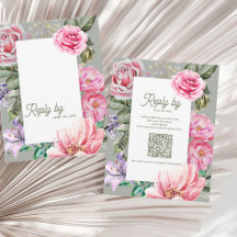 Vintage Rose Floral QR Code Romantic Wedding