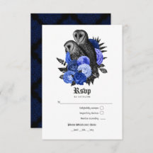 Vintage Royal Blue Owls Boda gótico