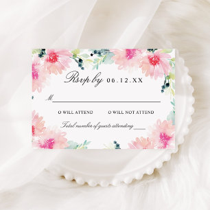 Tarjeta De Confirmación De Asistencia Vintage Rubor Spring Floral Watercolor Boda