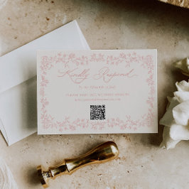 Tarjeta De Confirmación De Asistencia Vintage Soft Blush Roses Floral Frame Wedding