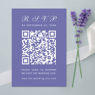 Tarjeta De Confirmación De Asistencia Violet Big QR Code Simple Calligraphy Boda