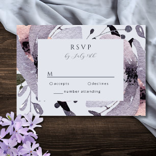 Tarjeta De Confirmación De Asistencia Violeta Atrevido Floral Abstracto Ciruela Malva