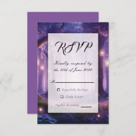Tarjeta De Confirmación De Asistencia Violeta en un bosque encantado a medianoche