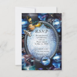 Tarjeta De Confirmación De Asistencia Visitantes de galaxia en el espacio