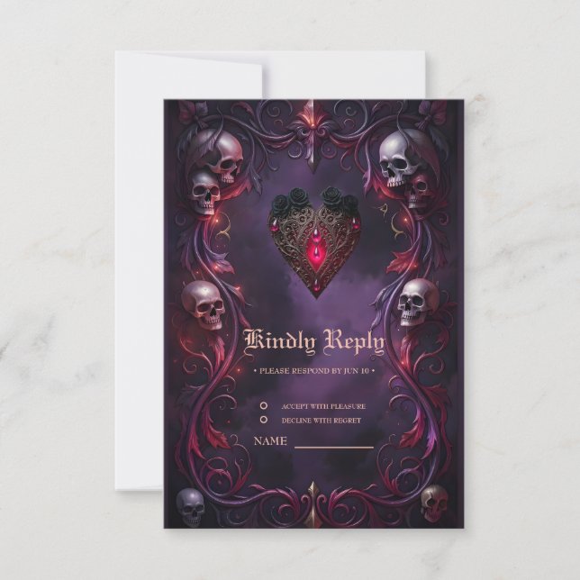 Tarjeta De Confirmación De Asistencia Vows Beyond the Veil – Gothic Wedding Art  (Anverso)