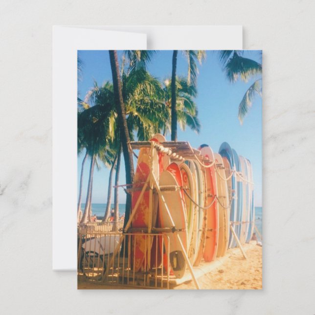 Tarjeta De Confirmación De Asistencia Waikiki Beach Surfboards (Anverso)