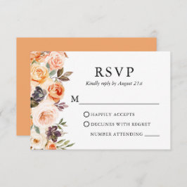 Tarjeta De Confirmación De Asistencia Watercolor Autumn Floral Boda Peach