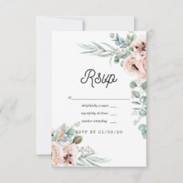 Tarjeta De Confirmación De Asistencia Watercolor Boho Eucalyptus Poppy Boda
