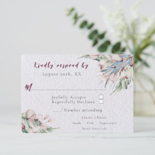 Tarjeta De Confirmación De Asistencia Watercolor Boho Floral y Boda Botánico