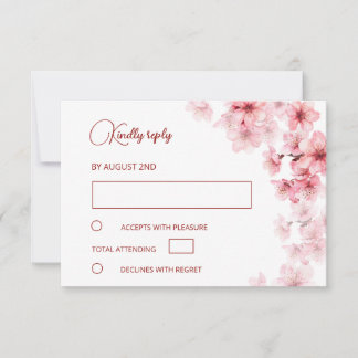 Tarjeta De Confirmación De Asistencia Watercolor Cherry Blossom  Wedding