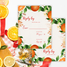 Watercolor Citrus Naranja Otoño Boda otoño