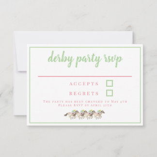 Tarjeta De Confirmación De Asistencia Watercolor Derby Fiesta Jockeys Carreras de caball